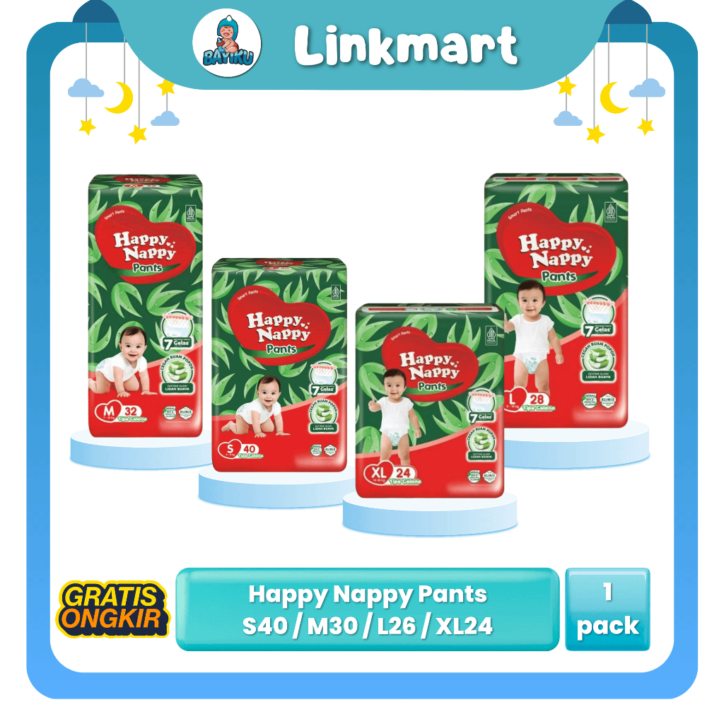 HAPPY NAPPY PANTS S40, M32, L28, XL24