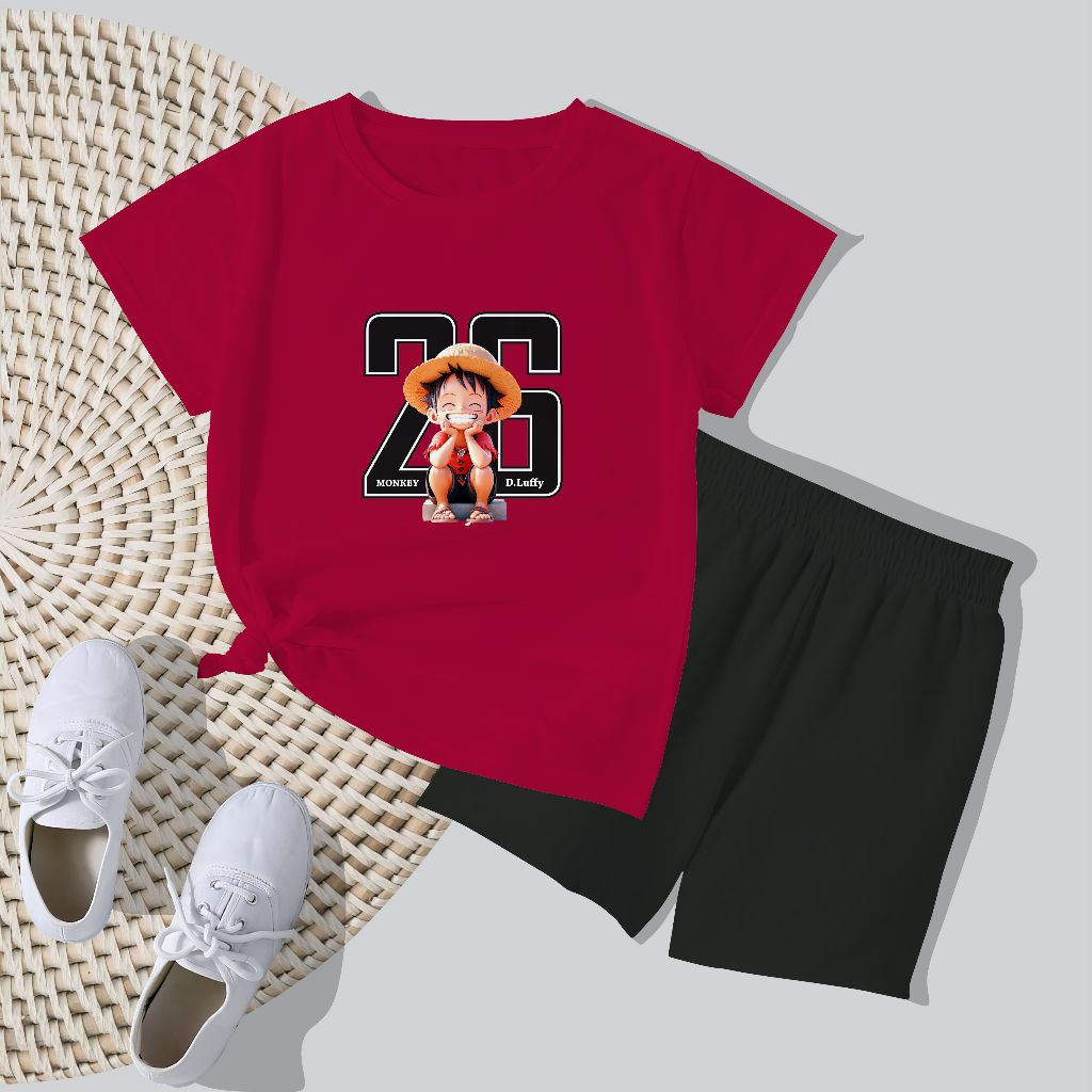 กางเกงขาสั้นเด็ก Set 5-15 Years Motif D Luffy Smile 26