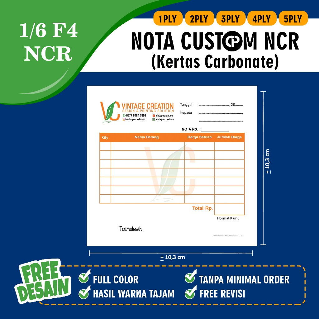ที่กําหนดเอง NCR NOTES ขนาด 1/6 F4 ออกแบบฟรี (1 ชั้น, 2 ชั้น, 3 ชั้น, 4 ชั้น, 5 ชั้น)