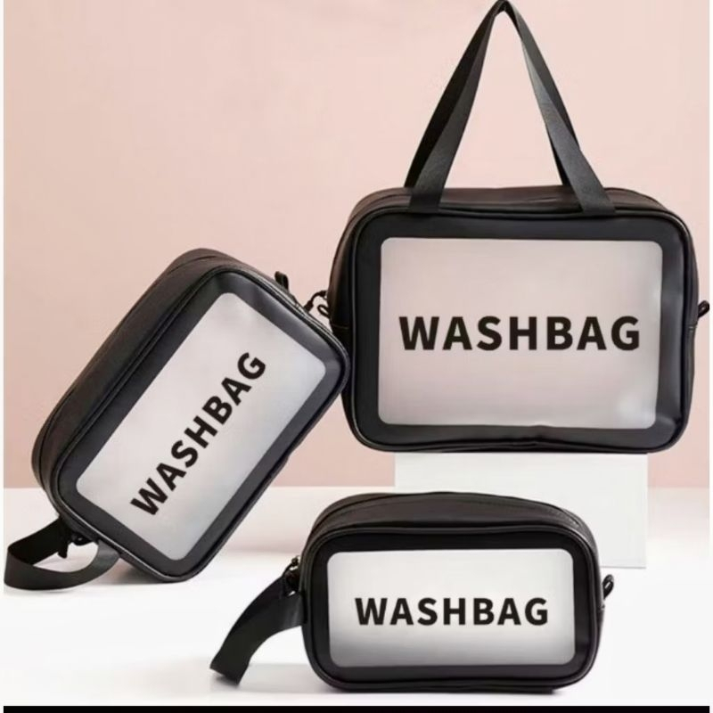 WASHBAG TRANSPARENT COSMETIC BAG / WATERPROOF WASHBAG POUCH / MAKE UP BAG