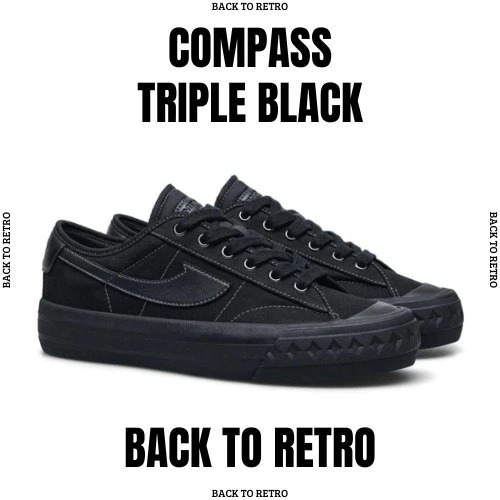 ใหม่!! Compass รองเท้าผ้าใบ Retrograde Low WhiteBlue/BlackWhite/DoubleBlack School รองเท้า-เข็มทิศ R