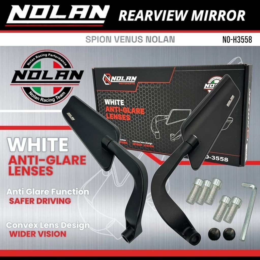 NOLAN Venus H3558 กระจกอลูมิเนียมวัสดุ Universal มอเตอร์ nmax neo turbo aerox turbo aerox เก่า aerox เชื่อมต่อ lexi lx x xmax 250 xmax เชื่อมต่อ cb150r MT25 Mt15 vario 160 vario 150 vario 125 kzr kzr z1000 mio ดูแคทส์ สัตว์ประหลาด สัตว์ประหลาด