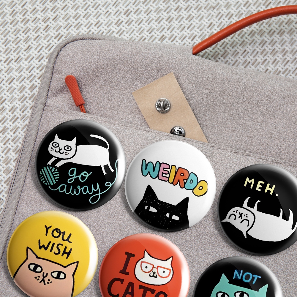 Aesthetic Strangeo Cats Pin/Bros Size 44mm / Round Pin อุปกรณ์เสริมเข็มกลัด