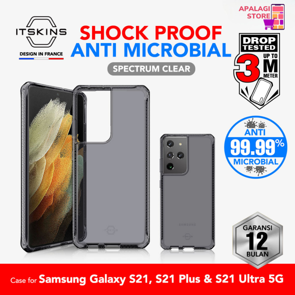 ITSKINS Shoock Proof Case Samsung Galaxy S21 / S21 PLUS / S21 ULTRA 5G SPECTRUM CLEAR ANTIMICROBIAL