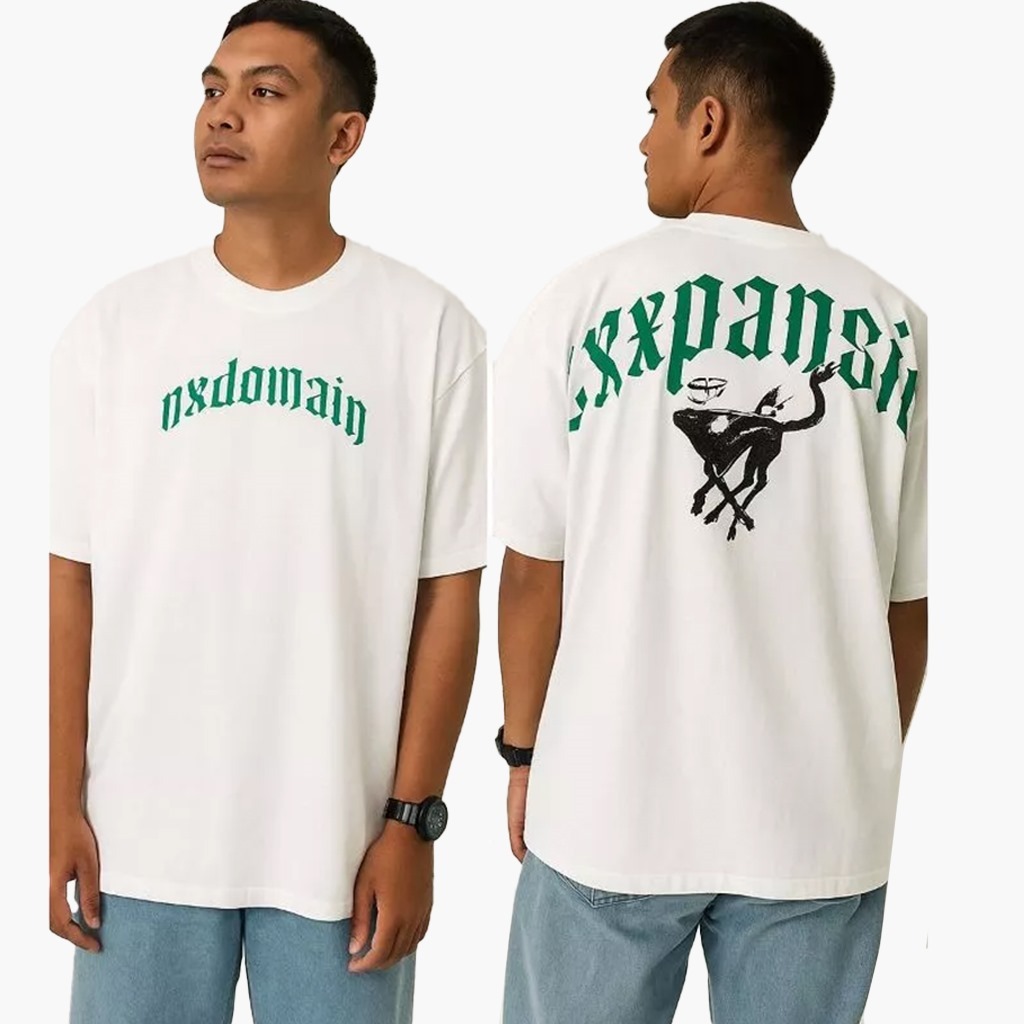 Nxdomain เสื้อยืดขนาดใหญ่ Fit Boxy Black White Cotton Combed 24s Premium