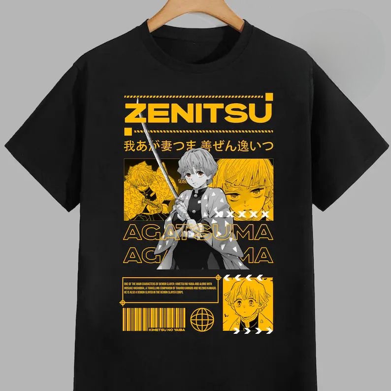 เสื้อยืดผู้ใหญ่ Unisex Zen1tsu 4gatsuma Dem0n S1ayer การ์ตูนอะนิเมะขนาด M - 3XL Oblong Tee Top (2)