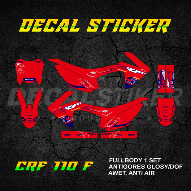 STABILO HIJAU UNGU MERAH DECAL STICKER CRF 110 FULLBODY (023) DECAL STICKER MINIMOTO 110F F MINITRAI