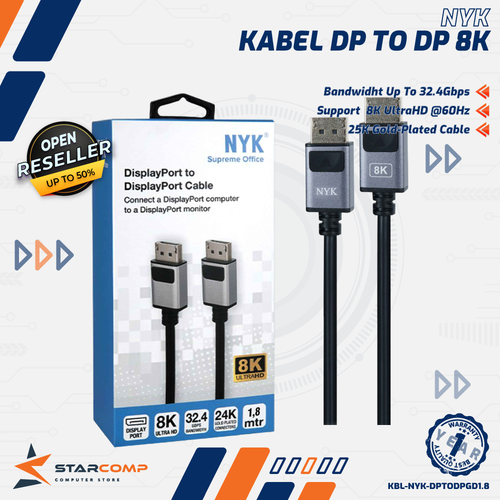 NYK Cable Display Port Cable DP 8K GOLD 1.8 เมตร