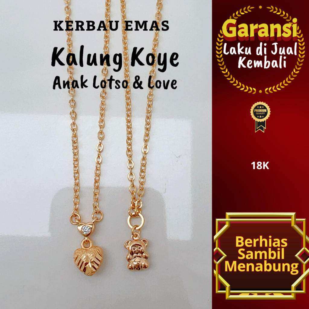 สร้อยคอควายทอง Koye ChildrenLotso & Love Color 18K Ready Size 33.5-34cm