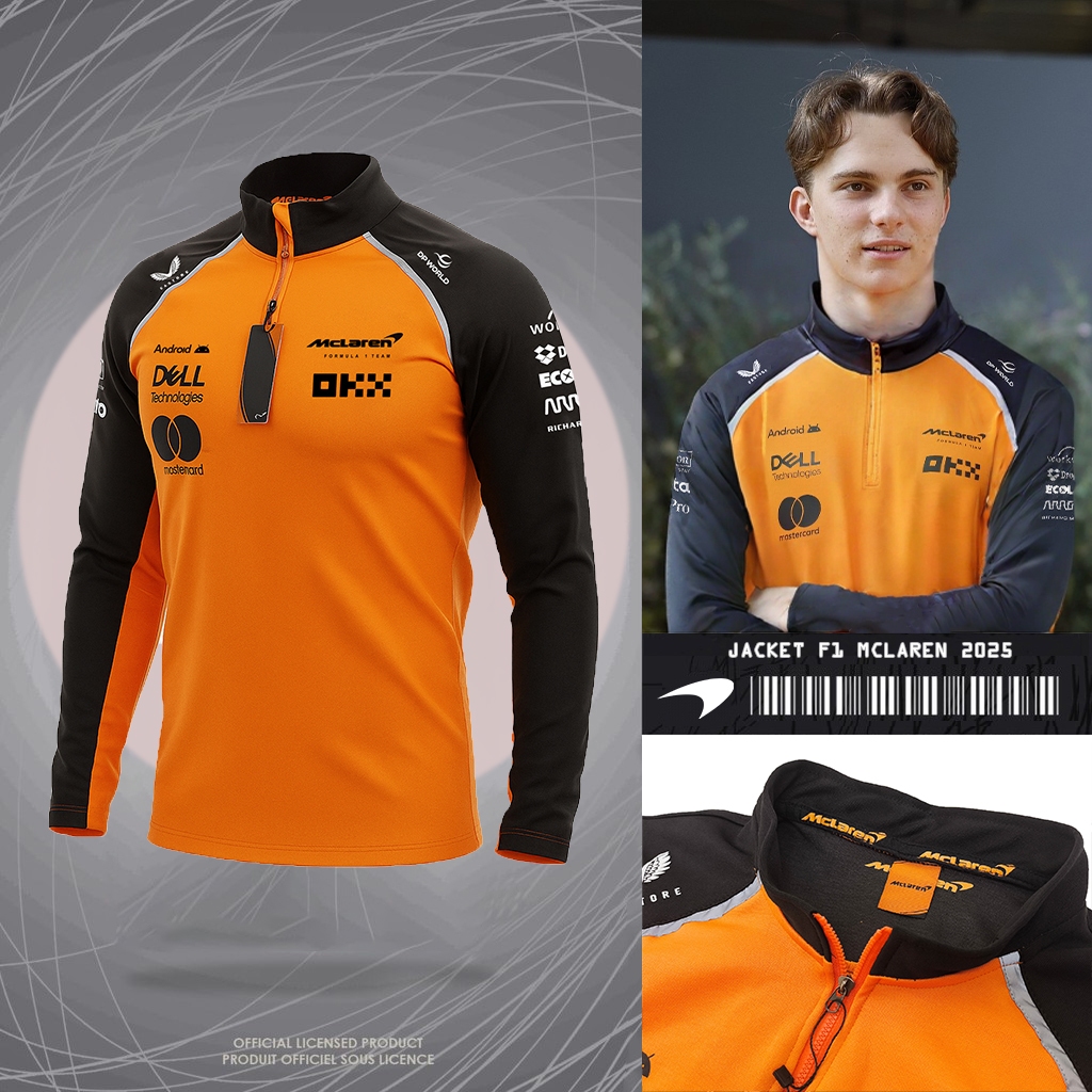 JACKET TEAM F1 MCLAREN ที่เก็บสีดํา | เสื้อแจ็คเก็ตผู้ชาย COOL ใหม่ล่าสุด | ทีม HALFZIP F1 RACING