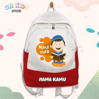 Tas Anak Ngaji Anak Berdoa Backpack Tas Sekolah Agama Anak Laki Laki Karakter Ngaji Yukk Free Nama 1208 - Gh Kids Store