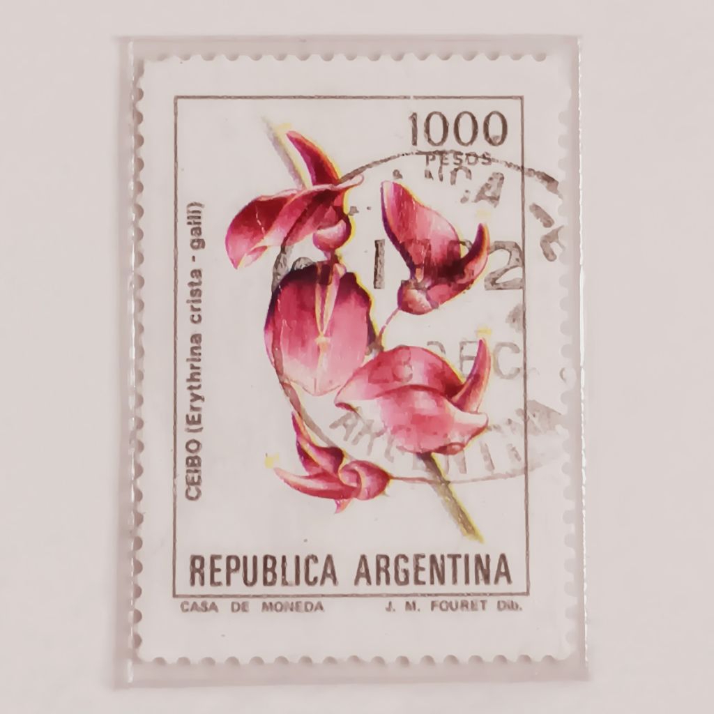 (AD) Argentina Stamps 1982 ดอก - Peso ley - Ceibo (Erythrina crista-galli) - Phosphor 1,000 peso ley