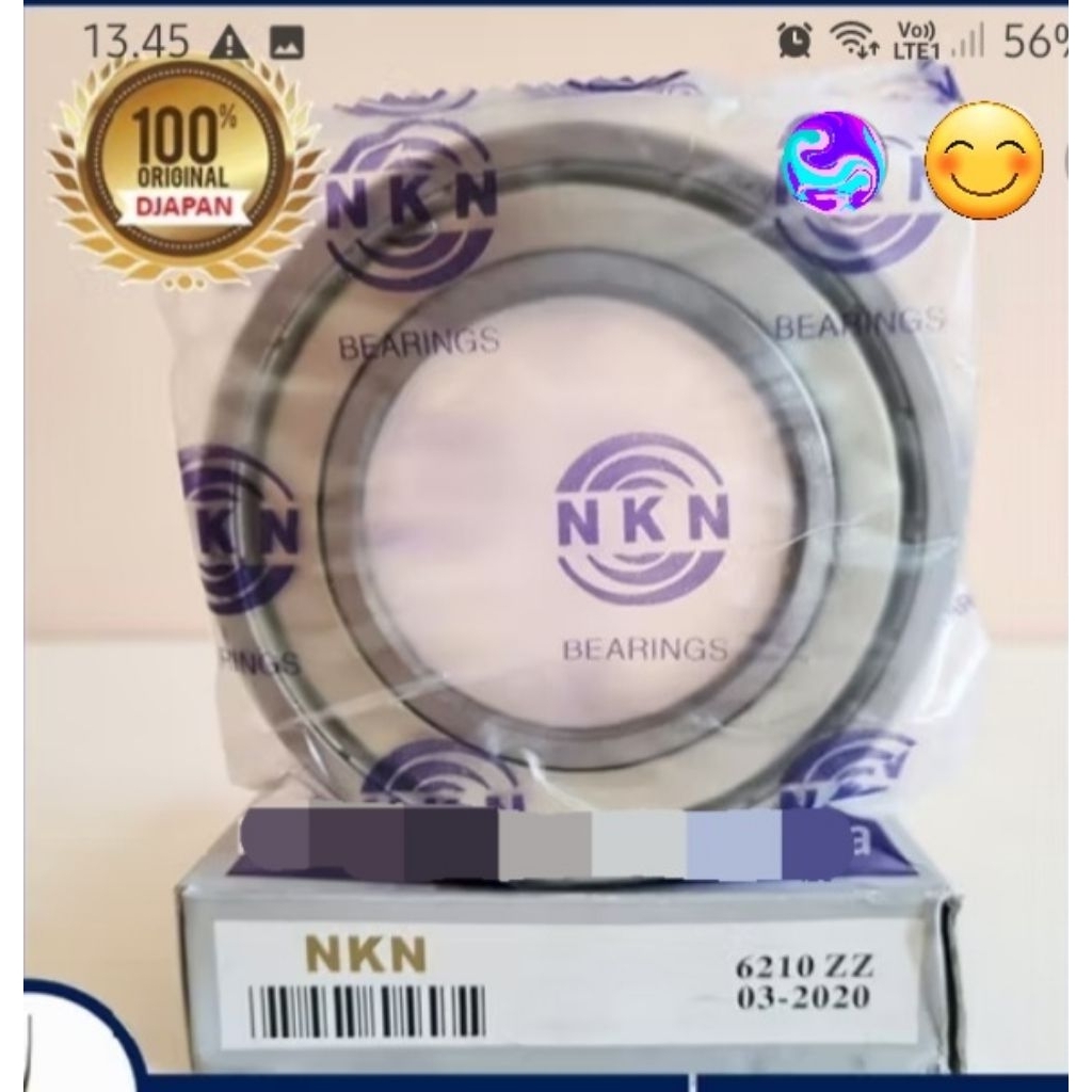 LAHER BEARING 6210 ZZ BRAND NKN ORIGINAL