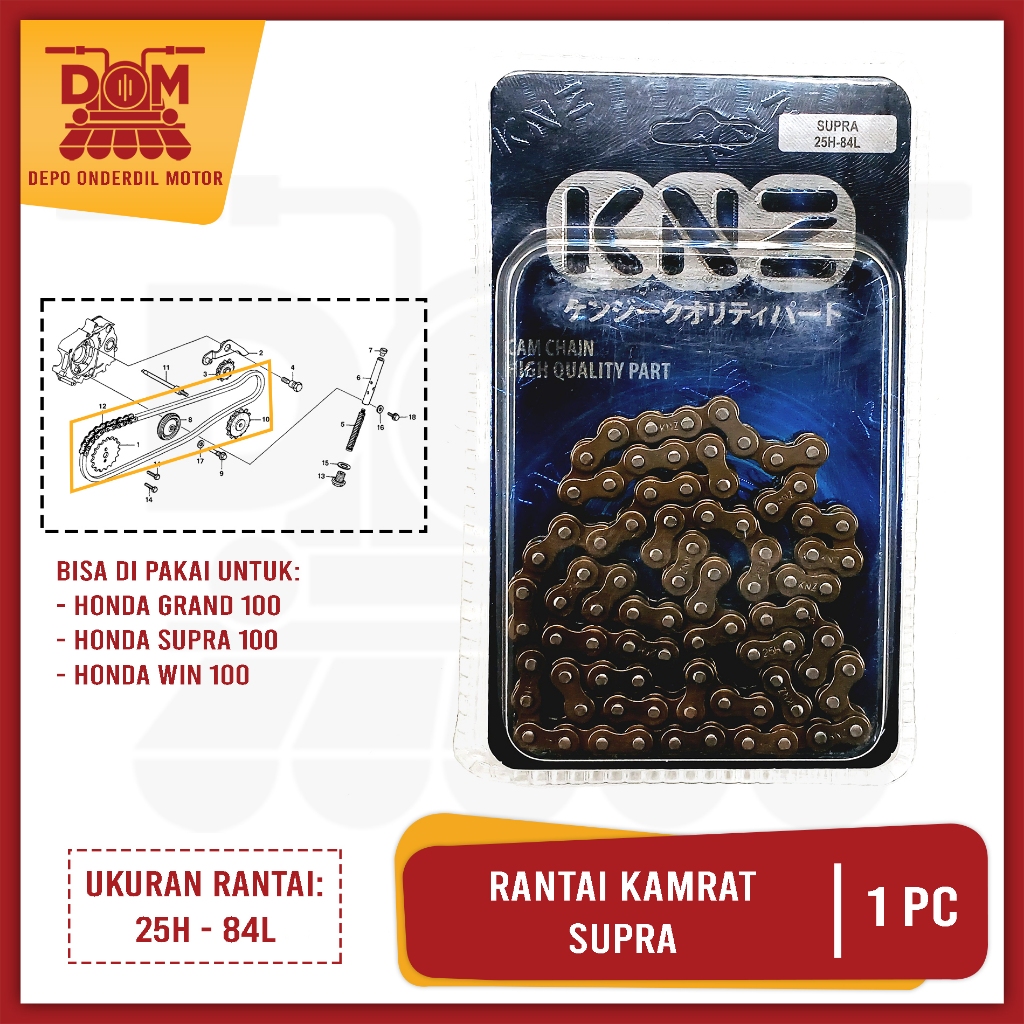 MESIN โซ่ Kamrat เฉพาะ Supra (KNZ) โซ่ Keteng mesen 25H-84L เครื่องยนต์ Teming Kamprat Honda Grand W