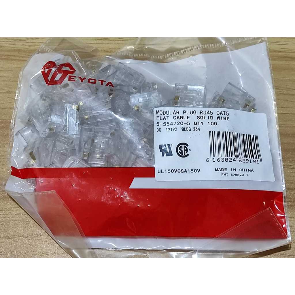 ขั้วต่อพลาสติก EYOTA RJ45 CAT5 / JACK RJ45 LAN CAT5 100 ชิ้น