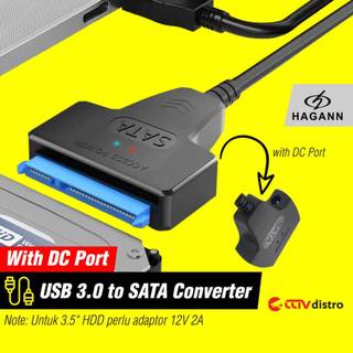Kabel SATA to USB 3.0 with DC Port / Adapter Hardisk HDD SSD 2.5 Inch Garansi 1 Tahun HAGANN CON-CC90