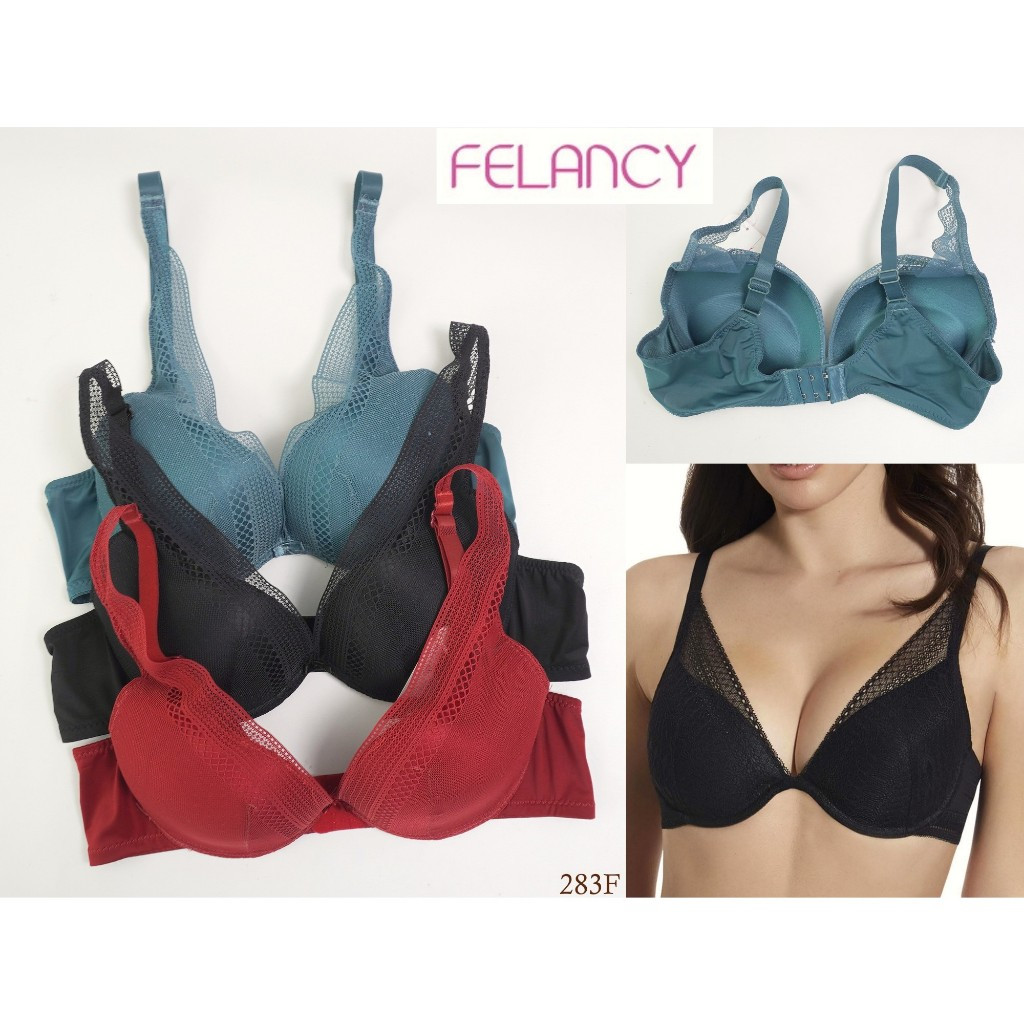 เสื้อชั้นในโฟมไร้โครงหนาสําหรับผู้หญิง (Push Up) Cup 3/4 FELANCY Size 34B 36B 38B Mix Lace Smooth So