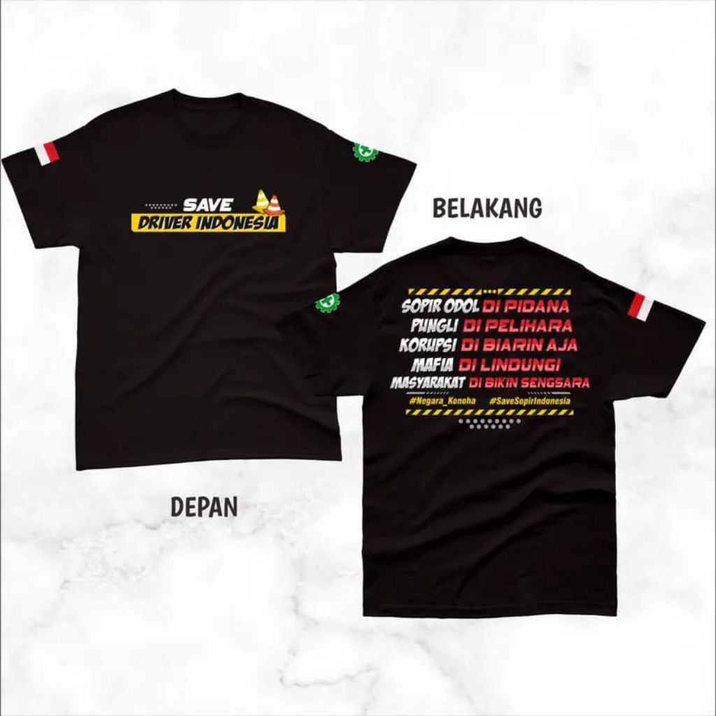 Save Driver เสื้อยืดอินโดนีเซีย / เสื้อยืดหวี 24d แบบกําหนดเอง