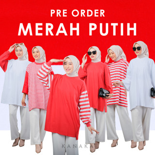 Kaos Oversize Merah Putih Indonesia Merdeka by Kanaka spesial 17 Agustus Atasan Wanita BIG SIZE