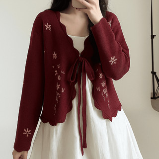 [Hira] Cardigan Tali Rajut Bermotif Bunga croptop bahan Premium