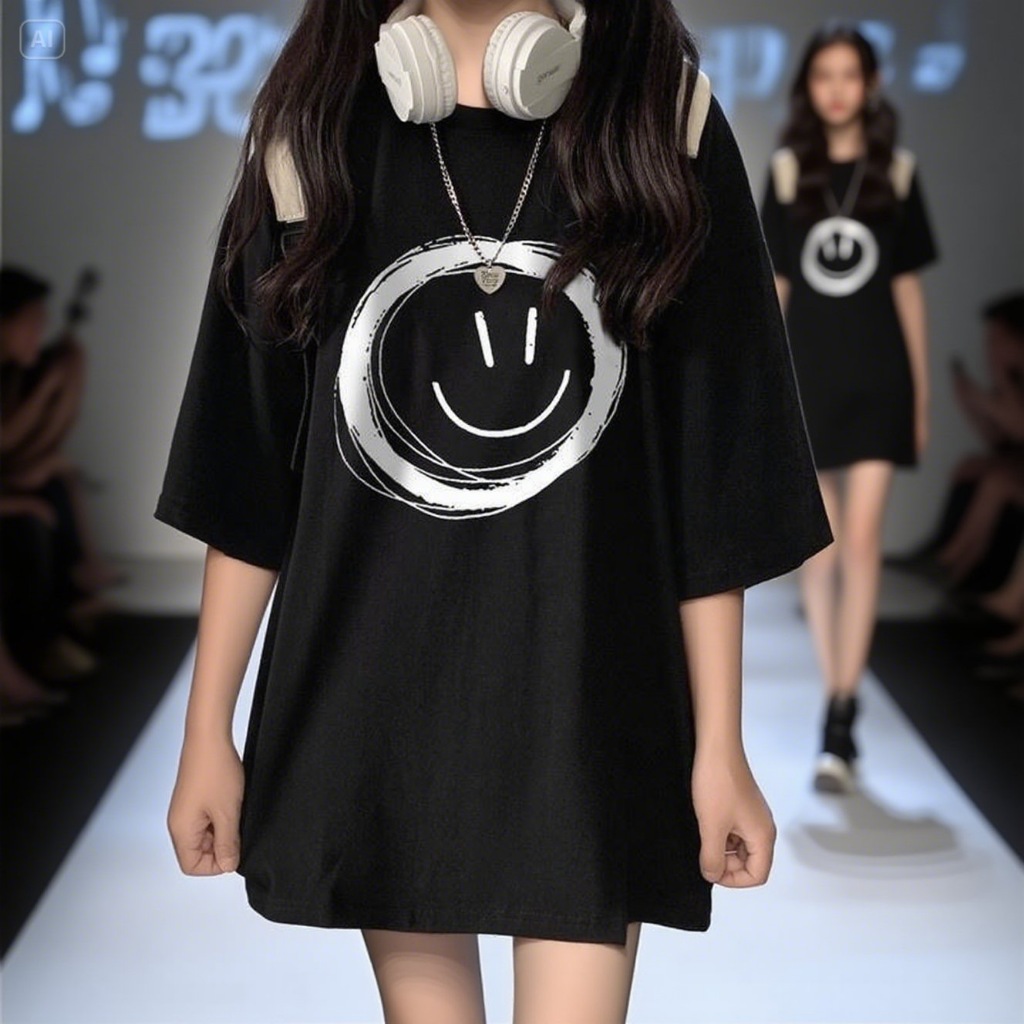 JS.FASHION FASHION TSHIRT สไตล์จีน รุ่นSMILE MENS TREND SHORT SLEEVE BRAND PLUS ขนาด SEMI แขนสั้นเสื