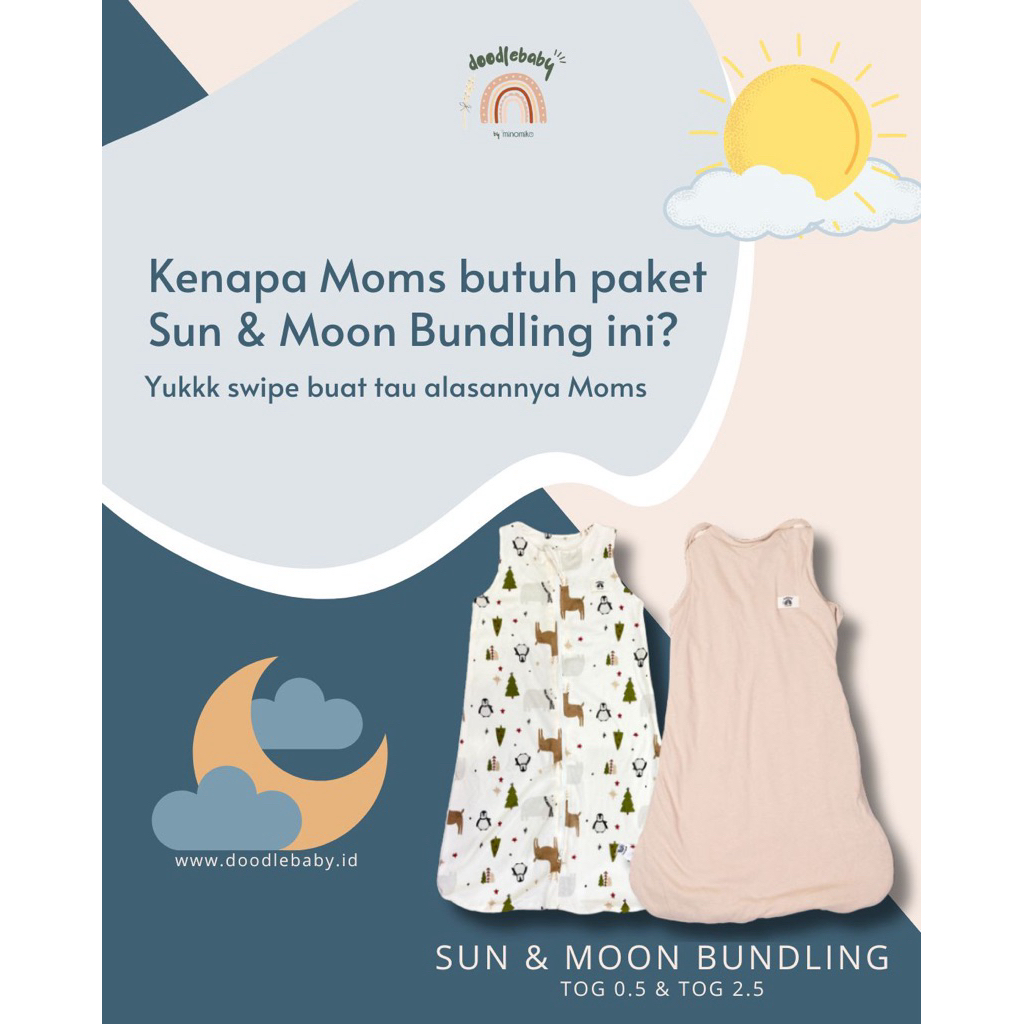 Doodlebaby Bundling Sleepsack 2 TOG Sun & Moon | TOG 0.5 & 2.5 | ผ้าห่มเด็กนอน