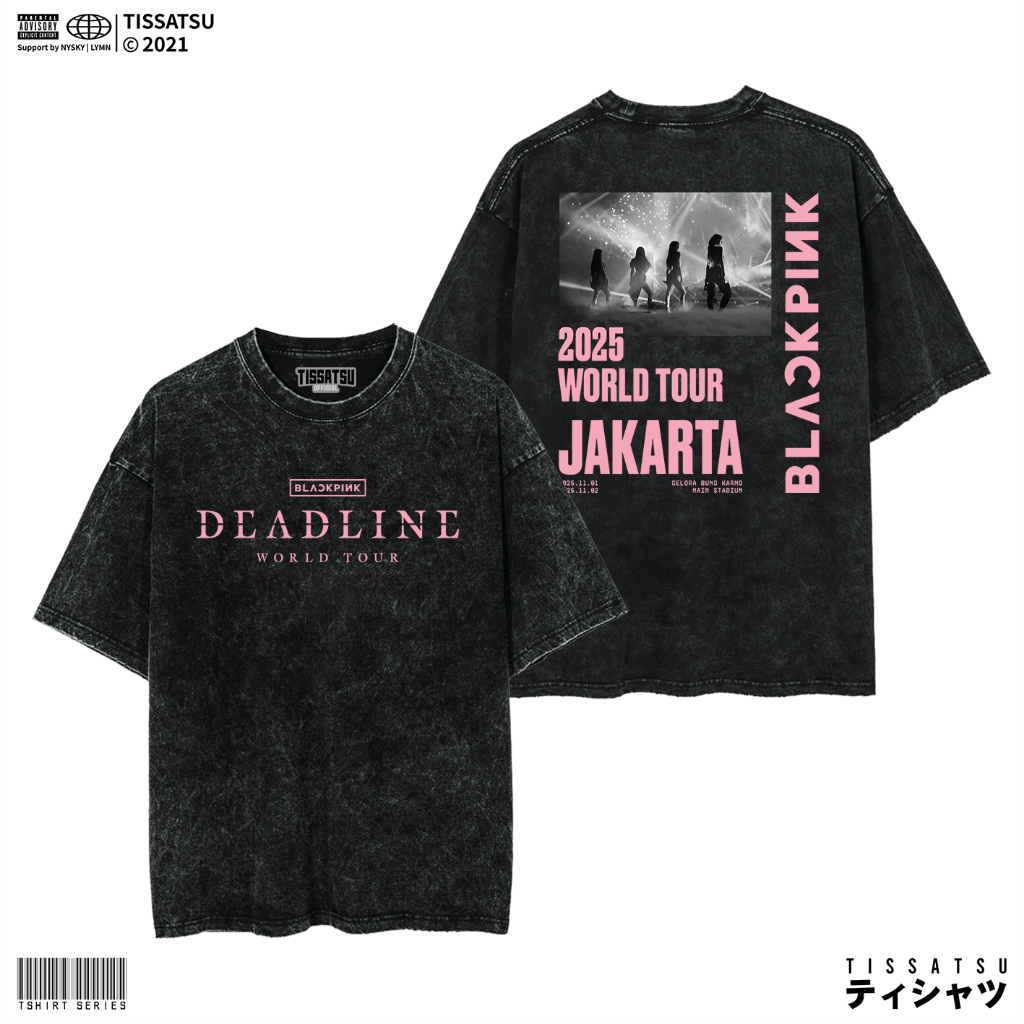TISSATSU BLACKPINK Oversize Washed Deadline Tour 2025 เสื้อยืด / เสื้อยืด Kpop Wash BP-32