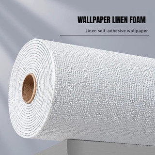 Wallpaper Linen Roll 3D Sederhana Warna Wallpaper Dinding Sticker Dinding 50CM*280CM