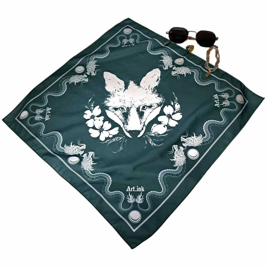 GLORIUSS Slayer Bandana Scraft เกาหลีญี่ปุ่น motif - Slayer Bandana EMERALD DRAGON FOX