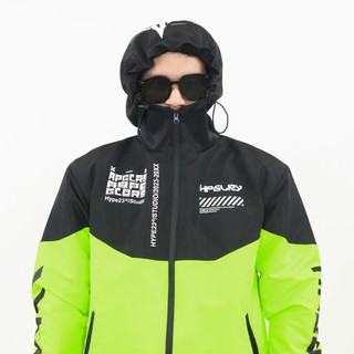 HypeGlory - Jaket Parka Outdoor Waterproof Bomber Windbreaker Pria Wanita Black Volt Neon Sablon PVC Sport