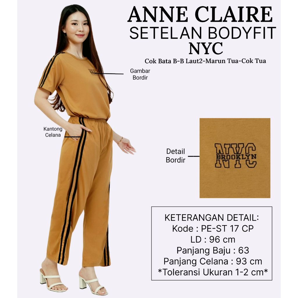 ANNE CLAIRE ชุดกางเกงขายาวแขนสั้น BodyFIT BabyDoll ชุดนอนผู้ใหญ่ USHOP