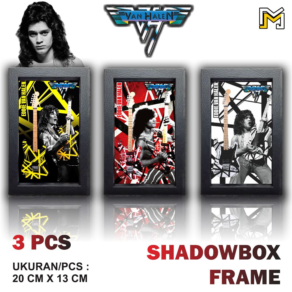 Shadowbox Frame Eddie Van Halen เหมาะสําหรับการแสดงห้องและของขวัญพิเศษ