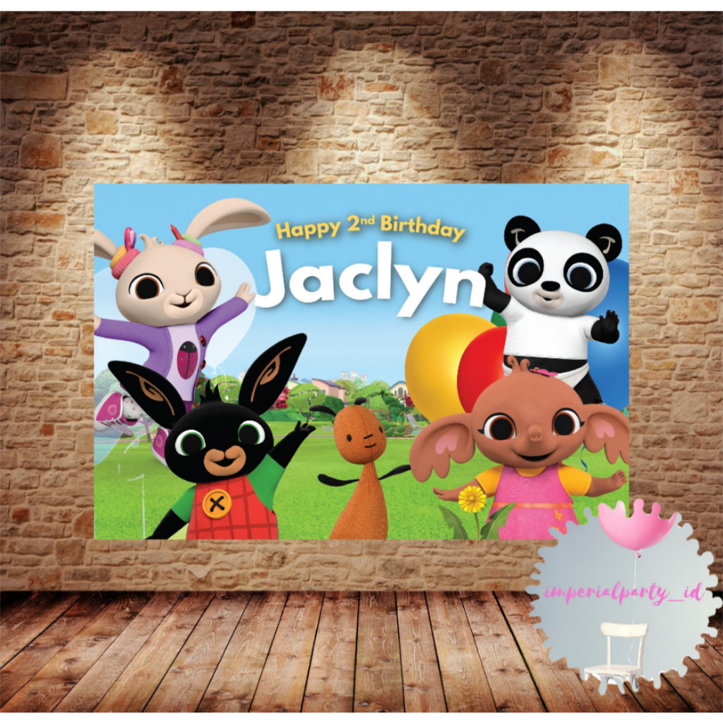 แบนเนอร์ฉากหลังที่กําหนดเองแบนเนอร์สุขสันต์วันเกิด Bing Bunny