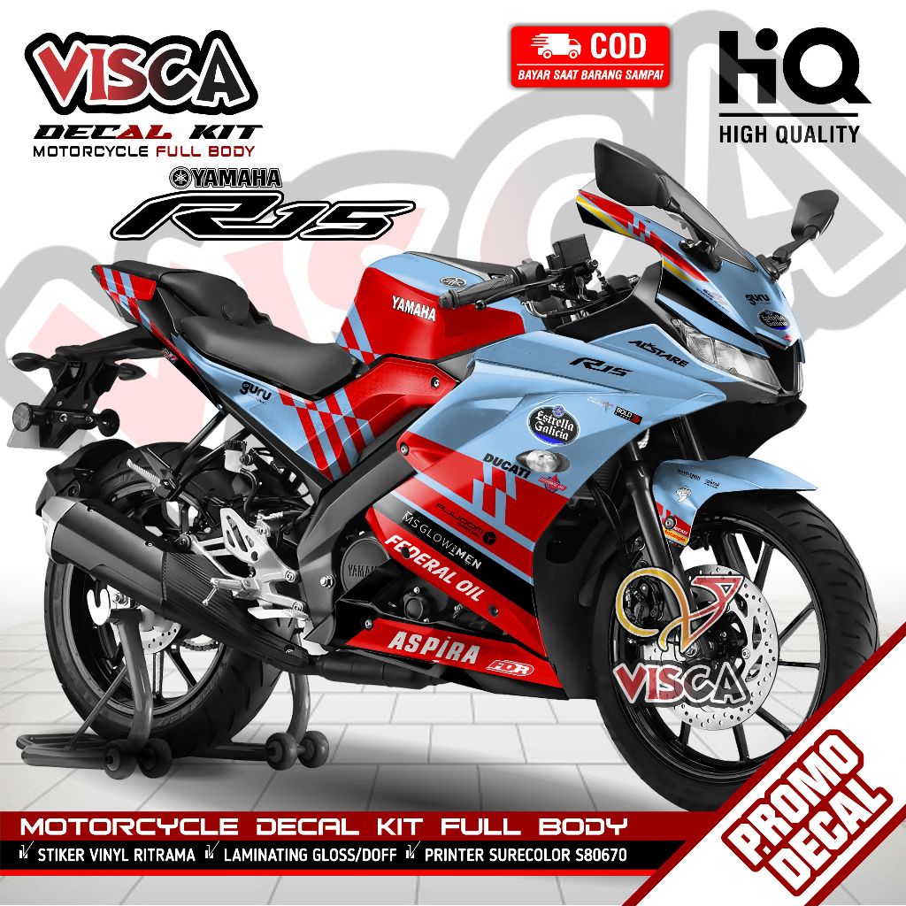 Decal R15 V3 Full Body Cool สติกเกอร์ R15 V3 Full Body Cool Striping R15 V3 Gresini Variation