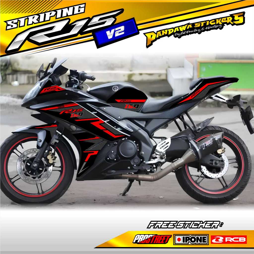 YAMAHA R15 V2 MOTORCYCLE VARIATION STRIPING / YAMAHA R15 V2 สติ๊กเกอร์รายชื่อรถจักรยานยนต์