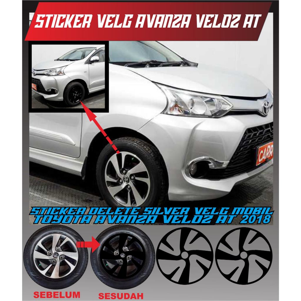 สติ๊กเกอร์หมุนรถยนต์/DELETE SILVER RIM/สติ๊กเกอร์ RIM AVANZA VELOZ AT 2018