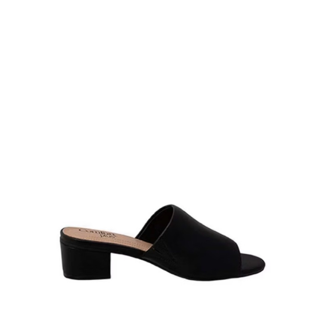 NEW Comfort Plus By Predictions Womens Axson Heels Slide - สีดํา