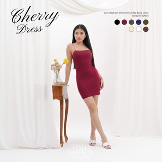 [HaloFashion] Cherry Sexy Bodycon Dress Mini Dress Basic Dress Korean Fashion