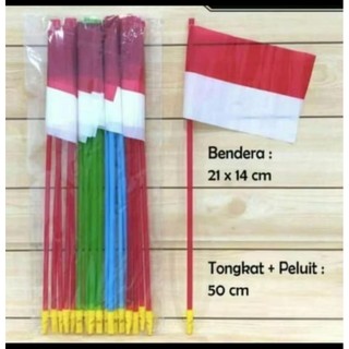 20 Pcs Bendera Merah Putih - Gagang Pluit, Warna Cerah