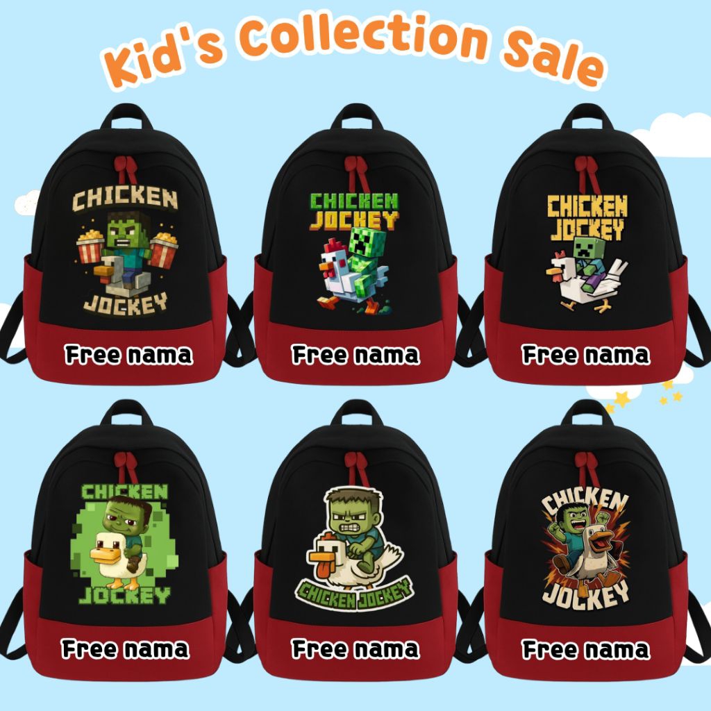 Chicken Jokey Roblox Kids School Backpack ฟรีชื่อเด็ก