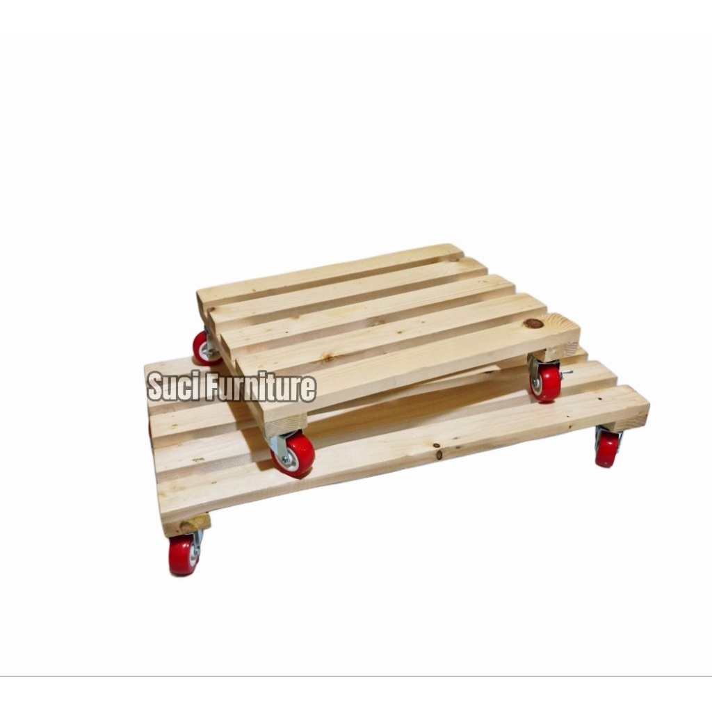 40X30CM WHEEL GALLON TRACK / WOODEN WHEEL POT BASE / WOODEN WHEEL TRACK / MULTIPURPOSE WOODEN TROLLE