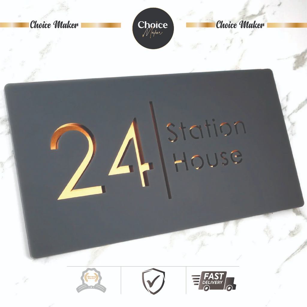 ความงามที่กําหนดเอง Minimalist Premium Acrylic House Number – Choice Maker M2