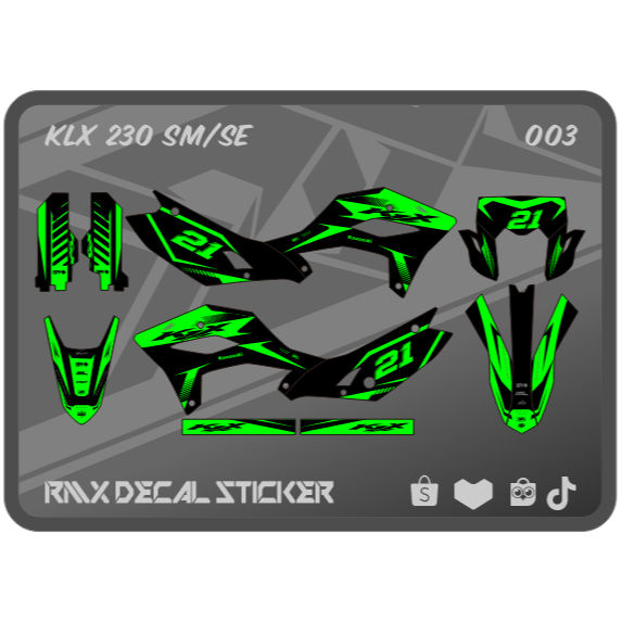 STABILO HIJAU MERAH KLX 230 SM FULLBODY STICKER (003) KAWASAKI LX S SE DECAL STICKER 2024 2025 2026 
