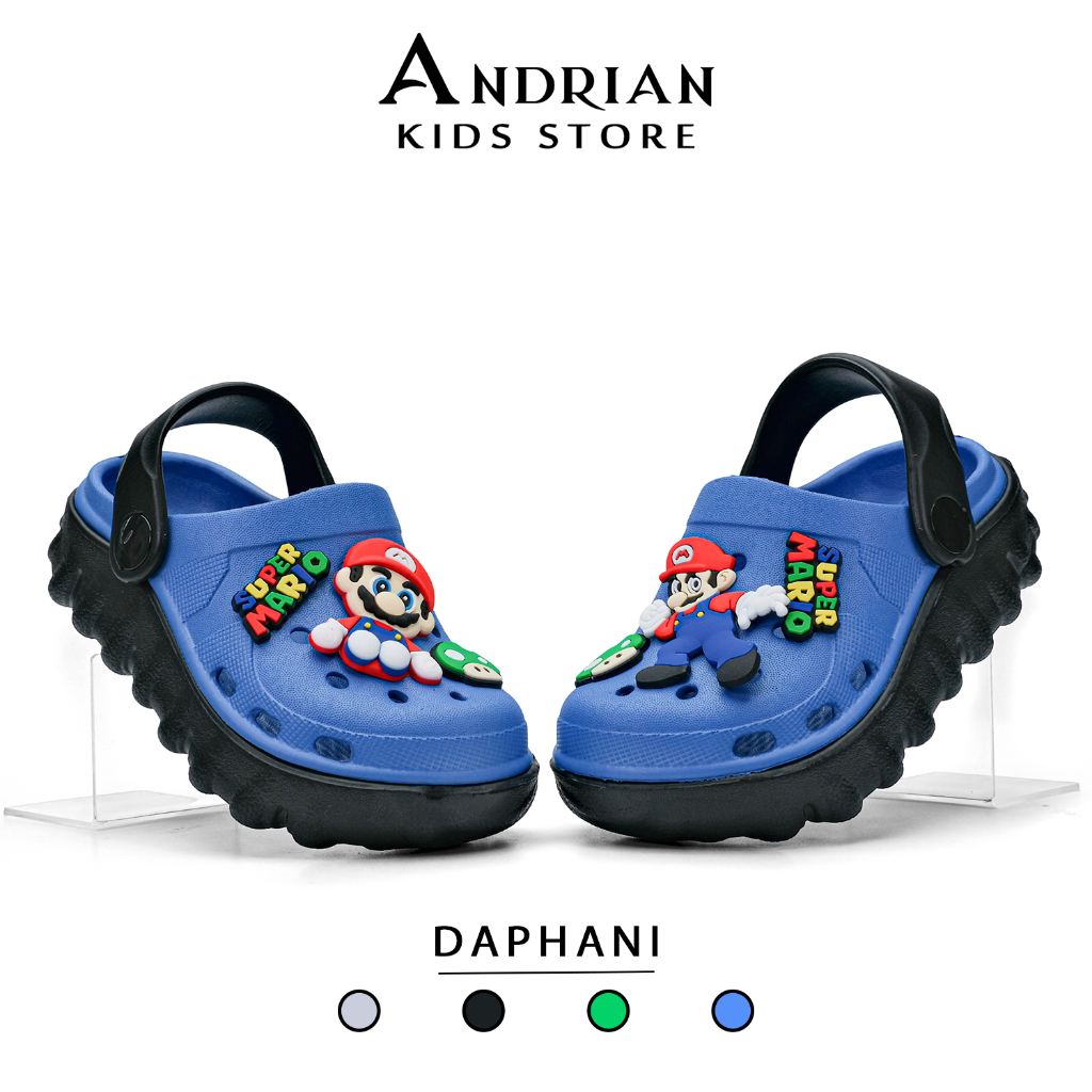 Super Mario Boys Clogs Sandals / รองเท้าแตะตัวละครสําหรับเด็ก Baim พร้อม Gerigirox Sole, Traditional Diaphani - ร้านเด็ก Andrian