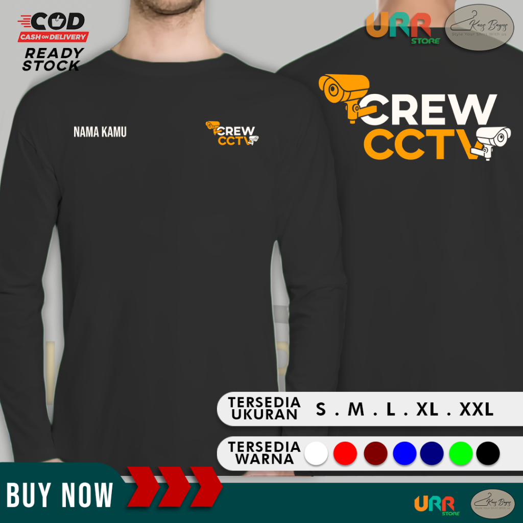 เสื้อยืดแขนยาว CCTV Crew T-Shirt สามารถขอชื่อได้ | เสื้อผ้า Distro | พิมพ์หน้าจอ DTF พรีเมี่ยม | หวี