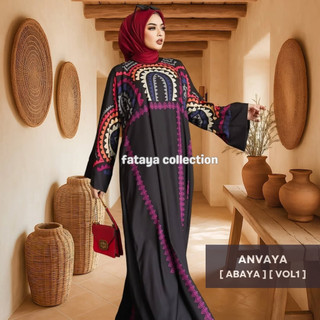 Fataya Collection ANVAYA Abaya Exclusive Black - Kain Silk Doff LD120cm