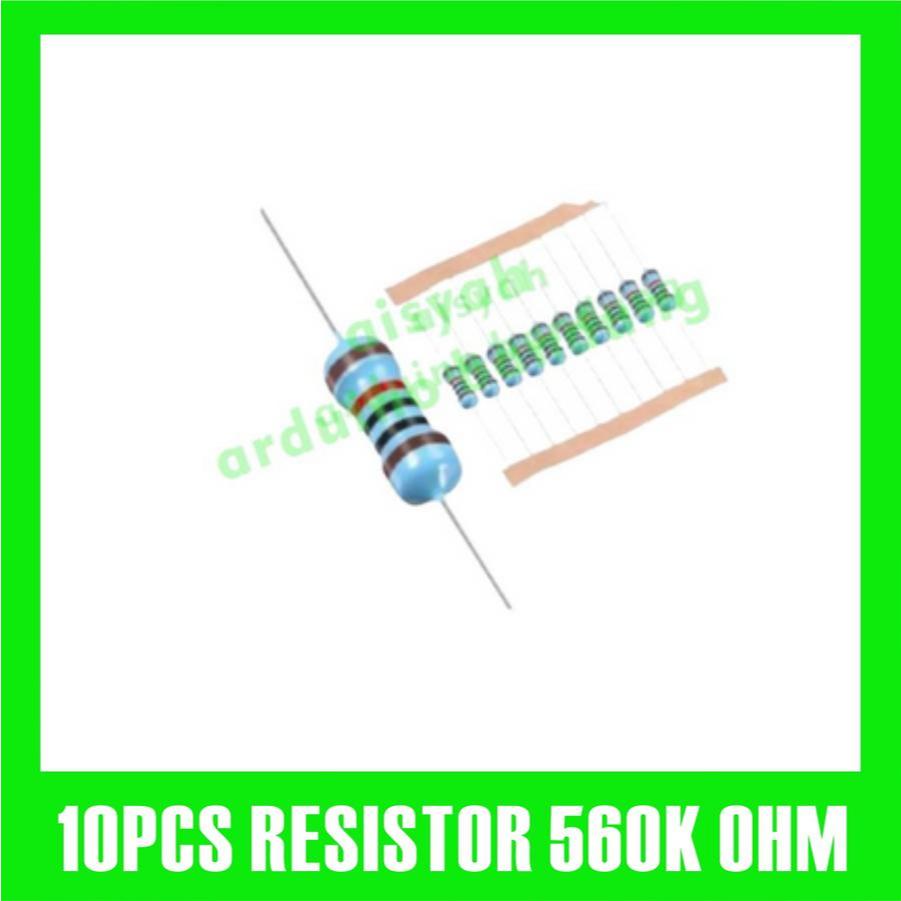 10X RESISTOR 560K 560 K OHM 1/4W 1% ฟิล์มโลหะ