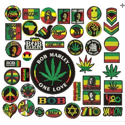 BCP-571 RASTA REGGAE BOB MARLEY SERIES อุปกรณ์เสริมโลโก้ EMBROIDERY PATCH