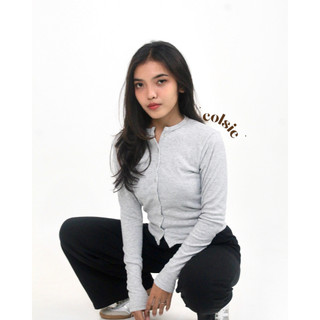 COLSIE - VIRLY TOP - Atasan Knit Wanita Korean Top Baju Knit Wanita Lengan Panjang Basic Long Sleeve