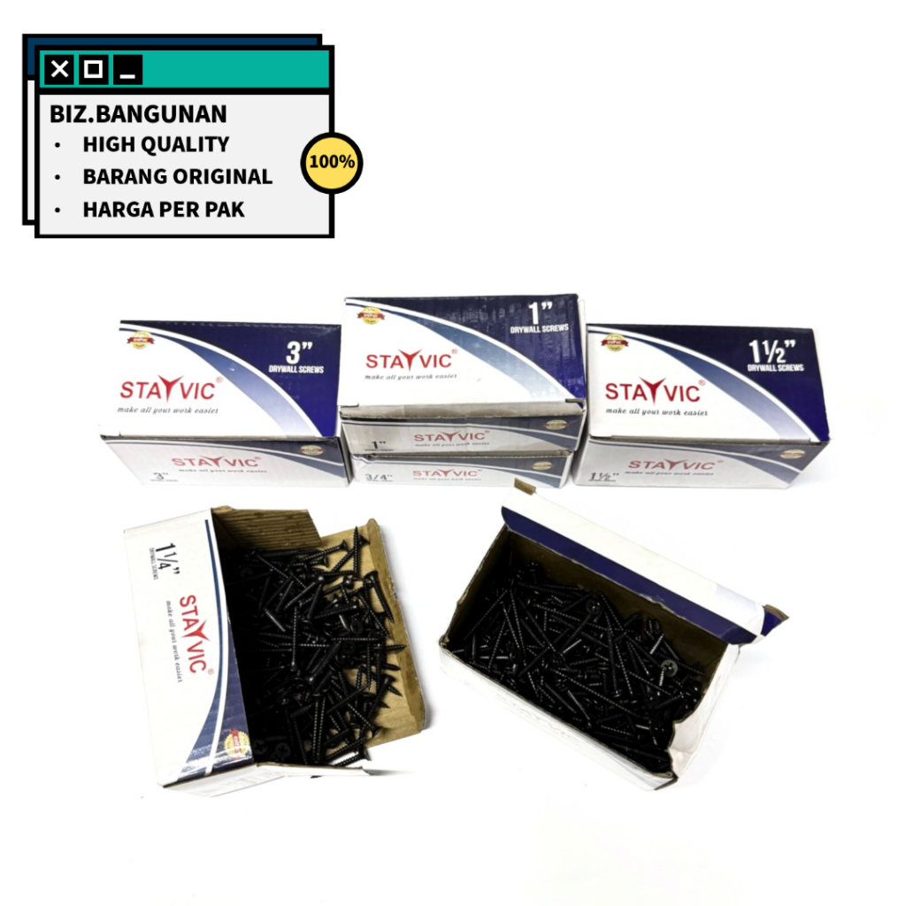 [1 กล่อง 500GR] MARSHAL / STAYVIC STEEL GYPSUM SCREWS - DRYWALL SCREW WOOD SCREW BOLTS